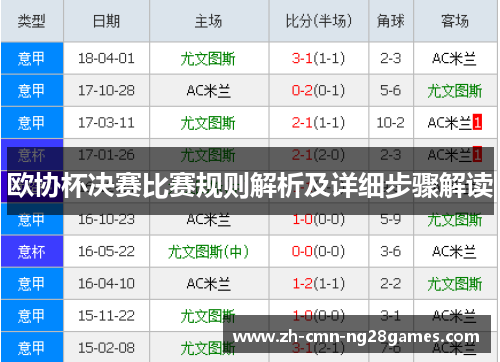 欧协杯决赛比赛规则解析及详细步骤解读